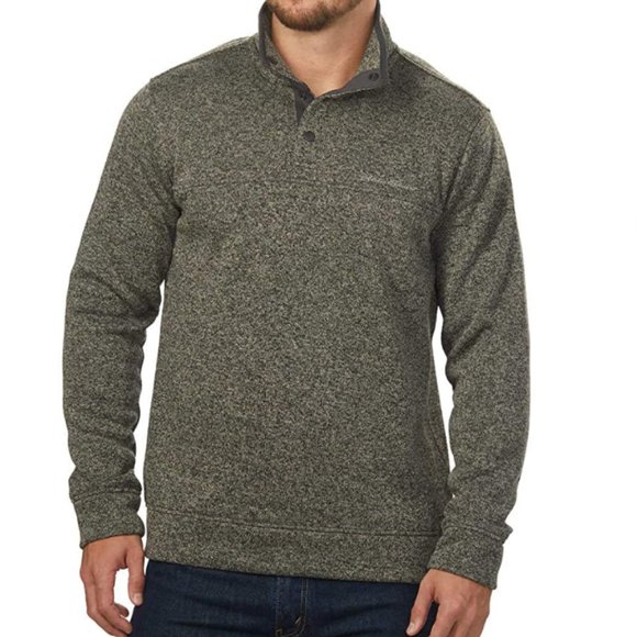 Eddie Bauer Men’s Snap Placket Radiator Fleece Olive Pullover Sweater Size Large - Picture 1 of 6